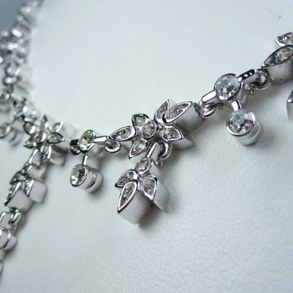 D’Orlan Delicate Silver Crystal Leaf Necklace - Women Jewelry - Picture 6 of 7